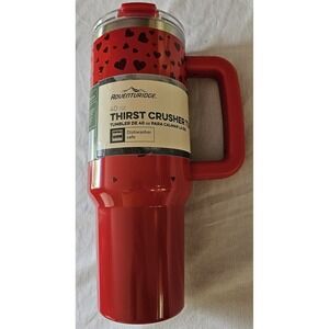 New Adventuridge 40oz Thirst Crusher Tumbler Red Hearts Valentine Travel Cup‎